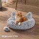 Navaris Donut Cat Bed with Ears and Toy - Κρεβάτι / Μαξιλάρι για Κατοικίδια / Γάτες - 50cm - Grey (61688.22)