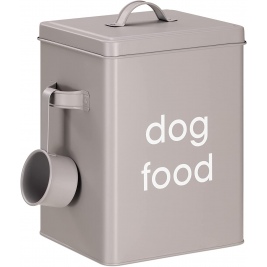 Navaris Pet Food Container - Μεταλλικό Δοχείο Αποθήκευσης Ξηράς Τροφής / Λιχουδιών / Μπισκότων με Σέσουλα για Κατοικίδια - 5.9L - Dark Grey (57193.19.1)