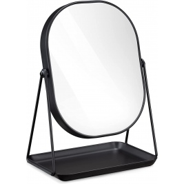 Navaris Cosmetic Mirror with Jewelry Tray - Μεταλλικός Επιτραπέζιος Καθρέπτης Μακιγιάζ με Βάση για Κοσμήματα - Black (49361.01)