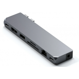 Satechi Αντάπτορας Type-C Pro Hub Max για MacBook - Με 1 x USB 4 / 1 x HDMI / 1 x USB-A 3.0 / 1 x micro/SD / 1 x Gigabit Ethernet / 1 x Type-C / 1 x 3.5mm Jack - Space Gray (ST-UCPHMXM)