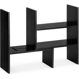 Navaris Desk Organizer Shelf Unit - Ρυθμιζόμενη Βάση Οργάνωσης Γραφείου από Μπαμπού / Ξύλινο Ράφι Κουζίνας - 51 x 40 x 15.5 cm - Black (54165.01)