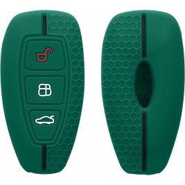 KW Θήκη Κλειδιού Ford - Σιλικόνη - 3 Κουμπιά - Keyless Go - Dark Green / Black (53133.14)