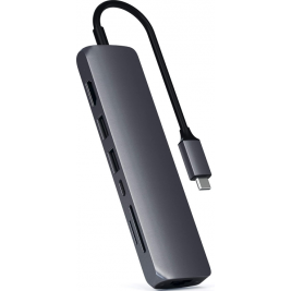 Satechi USB-C Slim Multi-Port with Ethernet Adapter - Αντάπτορας με 2 x USB-A / 1 x Type-C PD 60W / 1 x HDMI 4K 60HZ / 1 x Ethernet / 1 x SD - MicroSD - Space Gray (ST-UCSMA3M)
