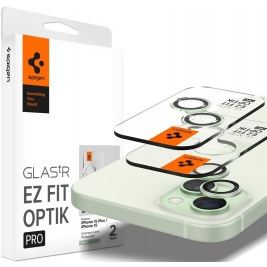 Spigen GLAS.tR EZ Fit OPTIK Pro Camera Lens Protector - Αντιχαρακτικό Προστατευτικό Γυαλί για Φακό Κάμερας Apple iPhone 15 / 15 Plus / 14 / 14 Plus - 2 Τεμάχια - Green (AGL07169)