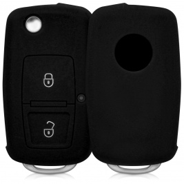 KW Θήκη Κλειδιού VW Skoda Seat - Σιλικόνη - 2 Κουμπιά - Black (41629.01)