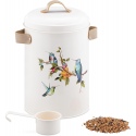 Navaris Bird Seed Container - Μεταλλικό Δοχείο Αποθήκευσης Τροφής για Πουλιά / Ξηράς Τροφής για Κατοικίδια με Σέσουλα και Λαβές από PU Δέρμα - 4.9L (60167.01)