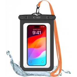 Tech-Protect UWC9 - Universal Αδιάβροχη Θήκη για Smartphone / Tablet έως 8.9'' - IPX8 - Black / Orange (5906203691609)