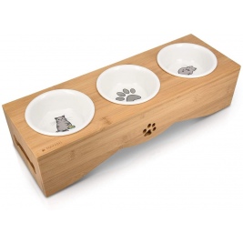 Navaris Raised Pet Bowls Stand - Ανυψωμένα Μπολ Φαγητού με Ξύλινη Βάση για Κατοικίδια - 130 ml - Wood (50174.03)