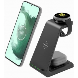 Tech-Protect A7 3 in 1 Wireless Charger - Βάση Ασύρματης Φόρτισης για Smartphone / Airpods - Galaxy Buds / Galaxy Watch - 10W - Black (9589046926853)