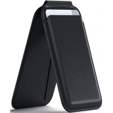 Satechi Vegan-Leather Magnetic Wallet Stand - MagSafe Θήκη - Πορτοφόλι για Κάρτες / Αναδιπλούμενη Βάση από Δέρμα Vegan - Black (ST-VLWK)