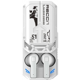 Recci REP-W51 Razor Wireless Earbuds - Ασύρματα Ακουστικά Bluetooth με Θήκη Φόρτισης - White (6955482518809)