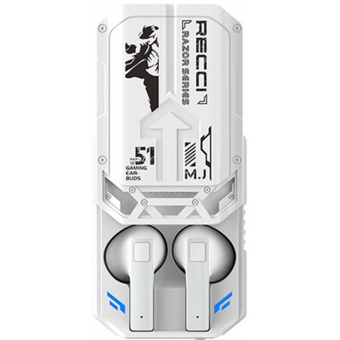 Recci REP-W51 Razor Wireless Earbuds - Ασύρματα Ακουστικά Bluetooth με Θήκη Φόρτισης - White (6955482518809)