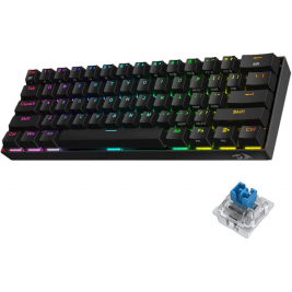 Redragon K530 RGB Dragonic Pro - Ασύρματο / Ενσύρματο RGB Gaming Μηχανικό Πληκτρολόγιο 60% με Custom Blue Διακόπτες - US - Black (6950376707819)