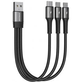 Joyroom 3 in 1 S-01530G10 - Καλώδιο Φόρτισης USB-A σε 1 x Type-C / 2 x Lightning - 15cm - 3.5A - Black (6941237187581)
