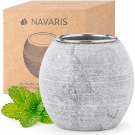 Navaris Sauna Aromatherapy Stone Cup - Μπολ Αρωματοθεραπείας από Σαπουνόπετρα - Ανοξείδωτο Ατσάλι για Σάουνα - 5 cm - Grey (61164.01)