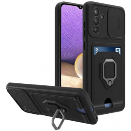 Bodycell Multifunction - Ανθεκτική Θήκη Samsung Galaxy S23 FE με Λουράκι Λαιμού / Κάλυμμα Κάμερας / Ring Holder / Υποδοχή Κάρτας - Black (5206015072895)