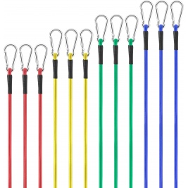 Navaris Bungee Cords with Carabiner Hooks - Σετ με 12 Ελαστικούς Ιμάντες Πρόσδεσης / Τάνυσης Γενικής Χρήσης / Χταπόδι Αποσκευών με Γάντζους - Blue / Green / Yellow / Red (54306.01)