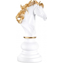 Navaris Chess Ornaments Statue Decor Knight - Διακοσμητικό Γλυπτό Πιόνι Σκακιού Ιππότης από Ρητίνη - 27 x 14.2 x 11.4 cm - White Knight (54463.03.02)