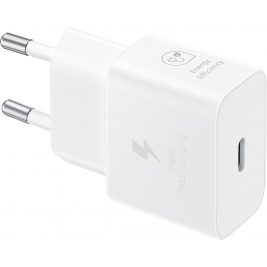 Official Samsung T2510 Fast Travel Charger - Ταχυφορτιστής Ταξιδιού / Αντάπτορας με 1 x Type-C - 25W - White (EP-T2510NWEGEU)