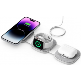 Tech-Protect A32 3 in 1 Wireless Charger - Αναδιπλούμενος Μαγνητικός Ασύρματος Φορτιστής MagSafe για iPhone 15 / 14 / 13 / 12 / Airpods / Apple Watch - 15W - Grey (5906302308255)