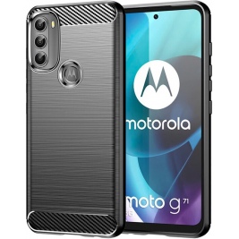 Techsuit Carbon Silicone - Θήκη Σιλικόνης Motorola Moto G71 5G - Black (5949419031166)