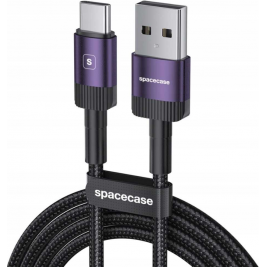 Spacecase USB-C Cable - Καλώδιο Φόρτισης και Μεταφοράς Δεδομένων USB-A σε Type-C - 100cm - 3A - Purple (5905719072520)