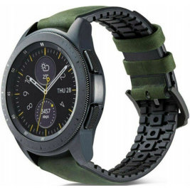 Spacecase Major - Universal Λουράκι για Smartwatches (20mm) από Δέρμα Σουέτ και Σιλικόνη - Green (5903943241163)