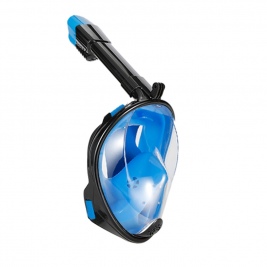 SMACO AT757 Full Face Full Dry Snorkel Mask for Action Cameras Diving Set Black-Blue L/XL