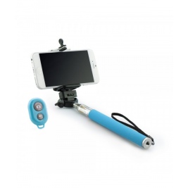 Combo selfie stick with tripod and remote control bluetooth-blue