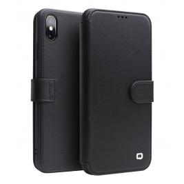 Θήκη iphone XS Max QIALINO Leather Magnetic Clasp Flip Case-black