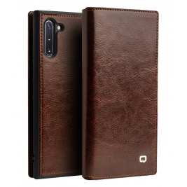 Θήκη Samsung Galaxy Note 10 genuine Leather QIALINO Classic Leather Wallet Case-Brown