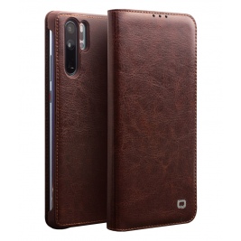Θήκη Huawei P30 Pro genuine QIALINO Classic Leather Wallet Case-Brown