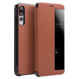 Θήκη Huawei P20 Pro QIALINO Genuine Leather Flip View Case- brown