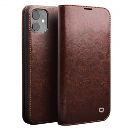 Θήκη iphone 11 6.1" genuine Leather QIALINO Classic Wallet Case-Brown