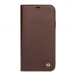 Θήκη iphone 11 Pro Max 6.5" genuine Leather QIALINO Business Classic Wallet Case- Dark Brown