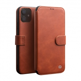 Θήκη iphone 11 QIALINO Leather Magnetic Clasp Flip Case-light brown