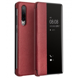 Θήκη Huawei P30 Cross & Chic Pattern Leather Window View Flip Case-scarlet red