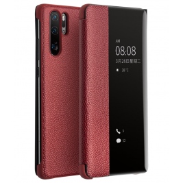 Θήκη Huawei P30 Pro Cross & Chic Pattern Leather Window View Flip Case-scarlet red