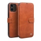 Θήκη iphone 12 mini 5.4" QIALINO Leather Magnetic Clasp Flip Case-light brown