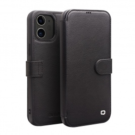 Θήκη iphone 12/iPhone 12 Pro 6.1" QIALINO Leather Magnetic Clasp Flip Case-black