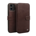 Θήκη iphone 12/iPhone 12 Pro 6.1'' QIALINO Leather Magnetic Clasp Flip Case-dark brown