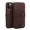 Θήκη iPhone 12 Pro Max 6.7'' QIALINO Leather Magnetic Clasp Flip Case-dark brown