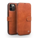 Θήκη iPhone 12 Pro Max 6.7'' QIALINO Leather Magnetic Clasp Flip Case-light brown