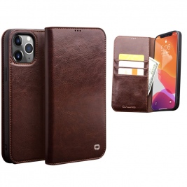 Θήκη iPhone 12 Pro Max 6.7" genuine Leather QIALINO Classic Wallet Case-Brown