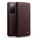 Θήκη Huawei P40 genuine QIALINO Business Classic Leather Wallet Case-Dark Brown