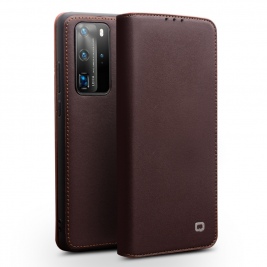 Θήκη Huawei P40 Pro genuine QIALINO Business Classic Leather Wallet Case-Dark Brown