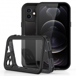 Θήκη αδιάβροχη iPhone 12 6.1" Waterproof Covering Clear Back case Redpepper-Black